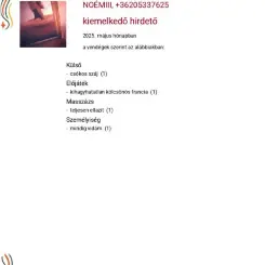 NOÉMIII, Masszázs XIV. kerület, 31 év nő XIV. kerület Budapest Magyarország, +36205337625
